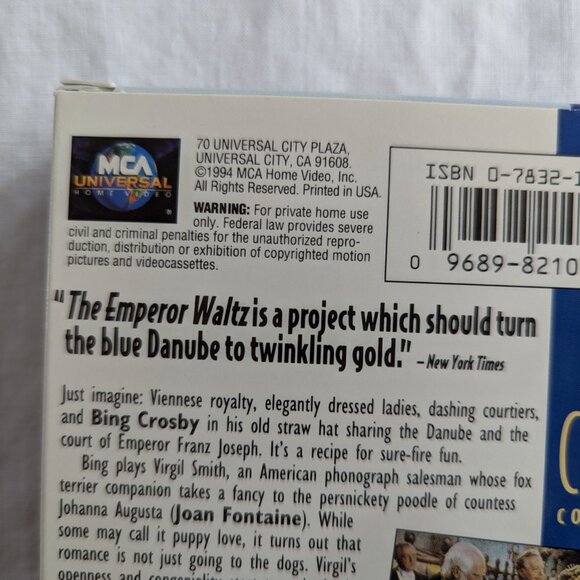 3/$15 The Emperor Waltz (1948) VHS tape Bing Crosby Joan Fontaine - Picture 6 of 7